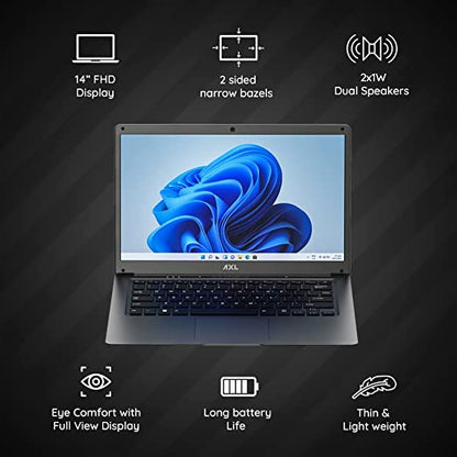AXL Vayu Book with Intel Celeron N4020, 4GB RAM, 128GB SSD, 35.8cm (14.1-Inch) HD Display, UHD Graphics 600, Windows 11 (Space Grey)
