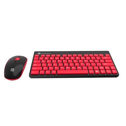 Portronics Key2-A Combo of Multimedia Wireless Keyboard & Mouse, Compact Light-Weight for PCs, Laptops and Smart TV (Red)
