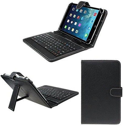 Champion 17.7cm (7inch )Micro USB Keyboard Tablet Case , Synthetic Leather Carry Cover for Samsung Tablet (Black)