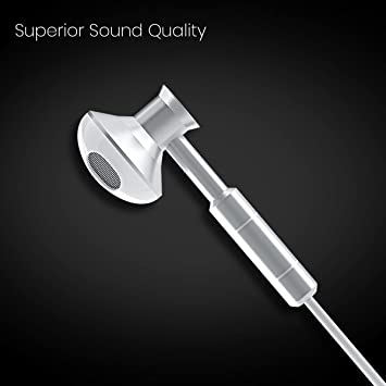 Portronics Ear 1 in-Ear Wired Earphones Crystal Clear Sound with Mic, Metal Earbuds, TPE + Nylon Braided (White)