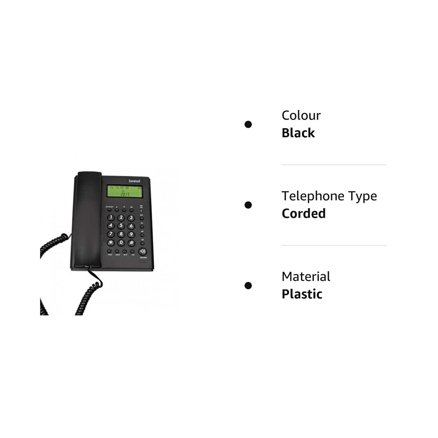 Beetel M500 Caller ID Landline Phone with Speaker Phone (Black)