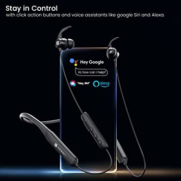 Portronics Harmonics Y1 Bluetooth Neckband in Ear Earphones with mic, Auto ENC, 12mm Dynamic Drivers, 40 Hrs Playtime