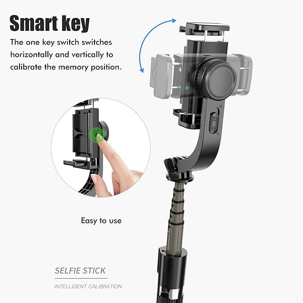 Gimbal Stabilizer for Smartphone with Extendable Bluetooth Selfie Stick and Tripod, Multifunction Remote 360 Automatic Rotation, for iPhone/Android