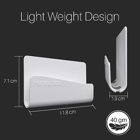 Portronics Modesk 101 Wall Hanging Mobile Holder Wall Mount with Adhesive Strips, Charging Holder (White)