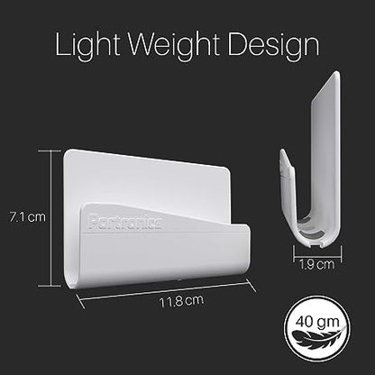 Portronics Modesk 101 Wall Hanging Mobile Holder Wall Mount with Adhesive Strips, Charging Holder (White)