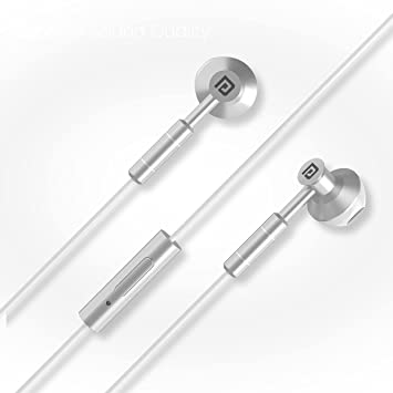 Portronics Ear 1 in-Ear Wired Earphones Crystal Clear Sound with Mic, Metal Earbuds, TPE + Nylon Braided (White)