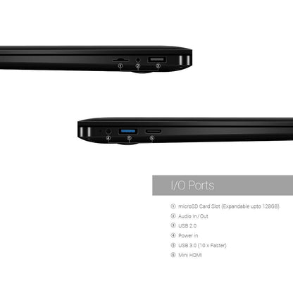 RDP ThinBook 1430B-14.1¢â‚¬Â( 35.81cm) Ultra-Slim Laptop with Quad-Core Processor, 2GB RAM, 32GB Storage, Linux OS, (Black)