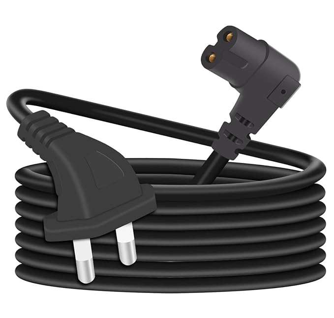 L-Shape Universal Replacement 2-pin AC Power Cord Cable Wire for LED TV, Play Station, Printer, Laptop PC Notebook Computer, Tape Recorder, Camera 2Meter (Black)