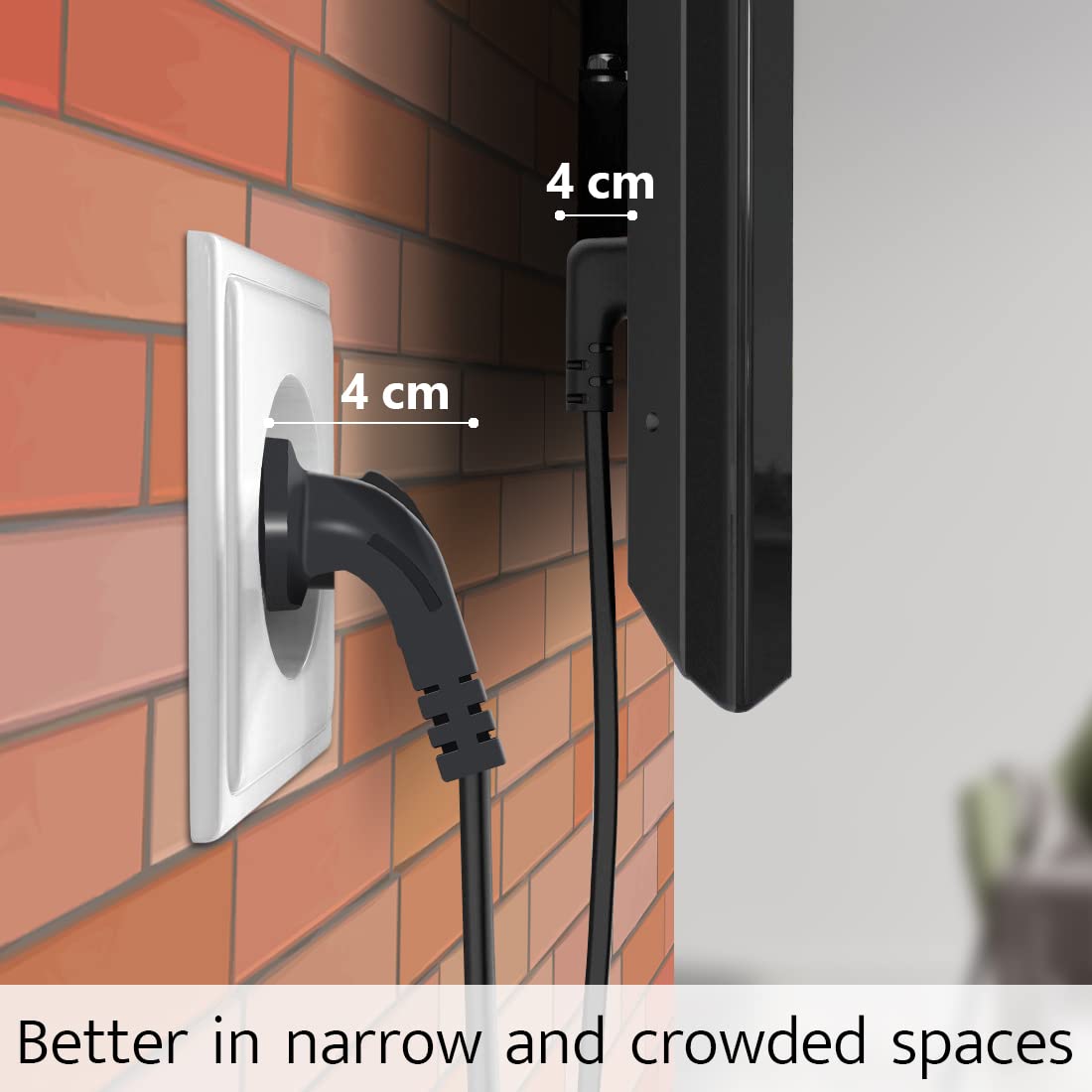 L-Shape Universal Replacement 2-pin AC Power Cord Cable Wire for LED TV, Play Station, Printer, Laptop PC Notebook Computer, Tape Recorder, Camera 2Meter (Black)