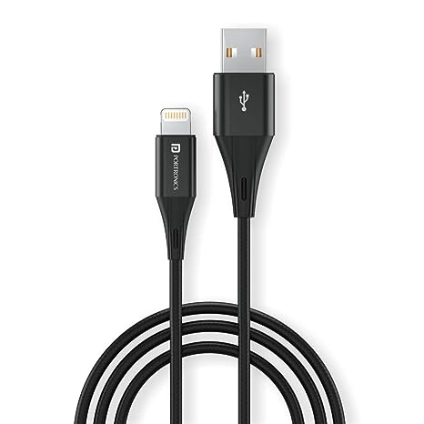 Portronics Konnect B+ 8 Pin Usb Cable 3.0 Amp Output with Charge & Data Sync with 1 Meter