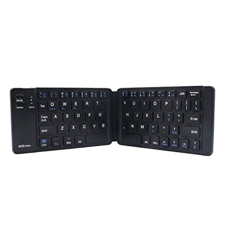 Portronics Chicklet Foldable QWERTY Keyboard, Mini Pocket Sized, Rechargeable, Bluetooth Wireless, One Touch Connect Button (Black)