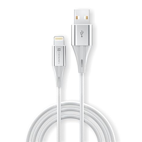 Portronics Konnect B+ 8 Pin Usb Cable 3.0 Amp Output with Charge & Data Sync with 1 Meter
