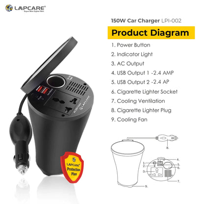 Lapcare 150W PORTABLE POWER INVERTER