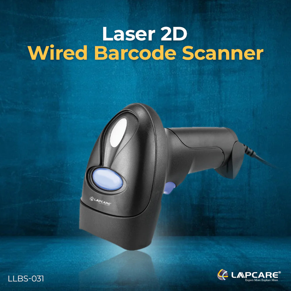 Lapcare 2D Wired Laser Barcode Scanner BIS Approved,High Speed for POS System Supermarket,CMOS Image Sensor,
