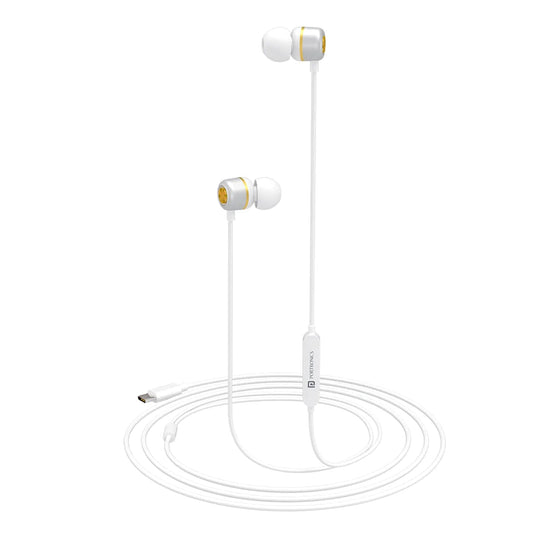 Portronics Conch 20 in Ear Wired Earphone with Type-C Jack, Powerful Audio, Built-in Microphone, Tangle Resistant Cable(White)