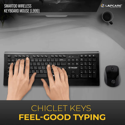Lapcare Smartoo 2.4ghz Wireless Keyboard and Mouse Combo |Anto Sleep Funtion | Plug and Play Nano Receiver with USB Dongle |1200 DPI Optical Mouse|Black