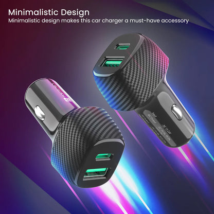 Portronics 43W Car Power 13 Fast Car Charger with Dual Output, 43 Watts Max (25W Type-C PD + 18W USB), Fast Charging, Adapter Compatible with Most Cars & Cellular Phones (Black)