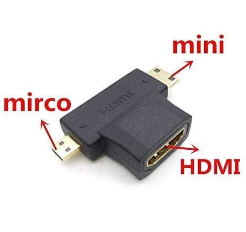 HDMI Female to Micro HDMI or Mini HDMI Male Connector (Black)