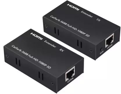 HDMI Extender 4K 60MTR, HDMI to RJ45 Ethernet Network Converter Media Streaming Device (Black)
