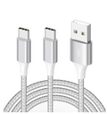 Champion 2in1 USB(A) To Type C Cable Nylon Braided and Sync Compatible with Samsung, Xiaomi, Huawei, LG (1.2m)