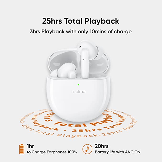 realme Buds Air Pro Active Noise Cancellation Enabled Bluetooth Headset (White)