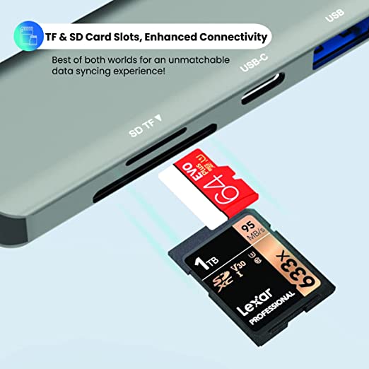 Portronics Mport 52 7-in-1 Type C Hub with 10Gbps Data Transfer, Type C PD 60W Port, 4K HDMI Port, 2 X USB A Ports SD Compatible with Laptop