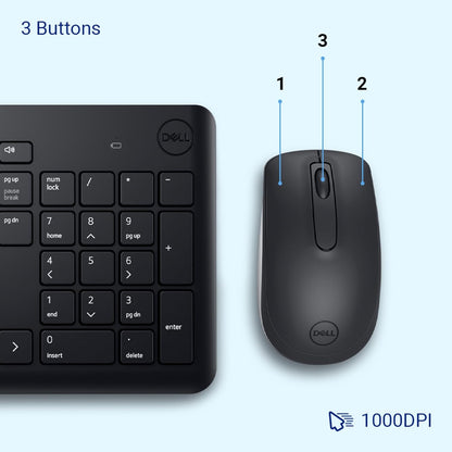 Dell KM3322W Wireless Keyboard and Mouse Combo ÃƒÂ¢Ã¢â€šÂ¬Ã¢â‚¬Å“ Anti-Fade Keys, Spill-Resistant, 36-Month Battery Life ÃƒÂ¢Ã¢â€šÂ¬Ã¢â‚¬Å“ Black