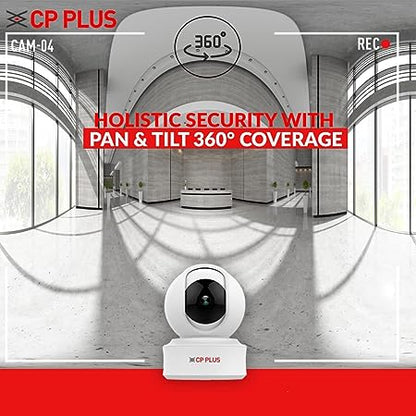 CP PLUS CP-E41A 4MP Wi-fi PT Home Security Camera|360 with Pan & Tilt|Two Way Talk|Cloud Monitoring|Motion Detect|Night Vision (White)
