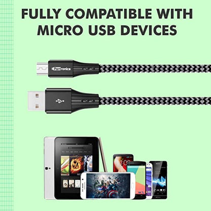 Portronics Konnect A 3A Fast Charging Nylon Braided Micro USB Cable for Android with Data Sync 2Mtr