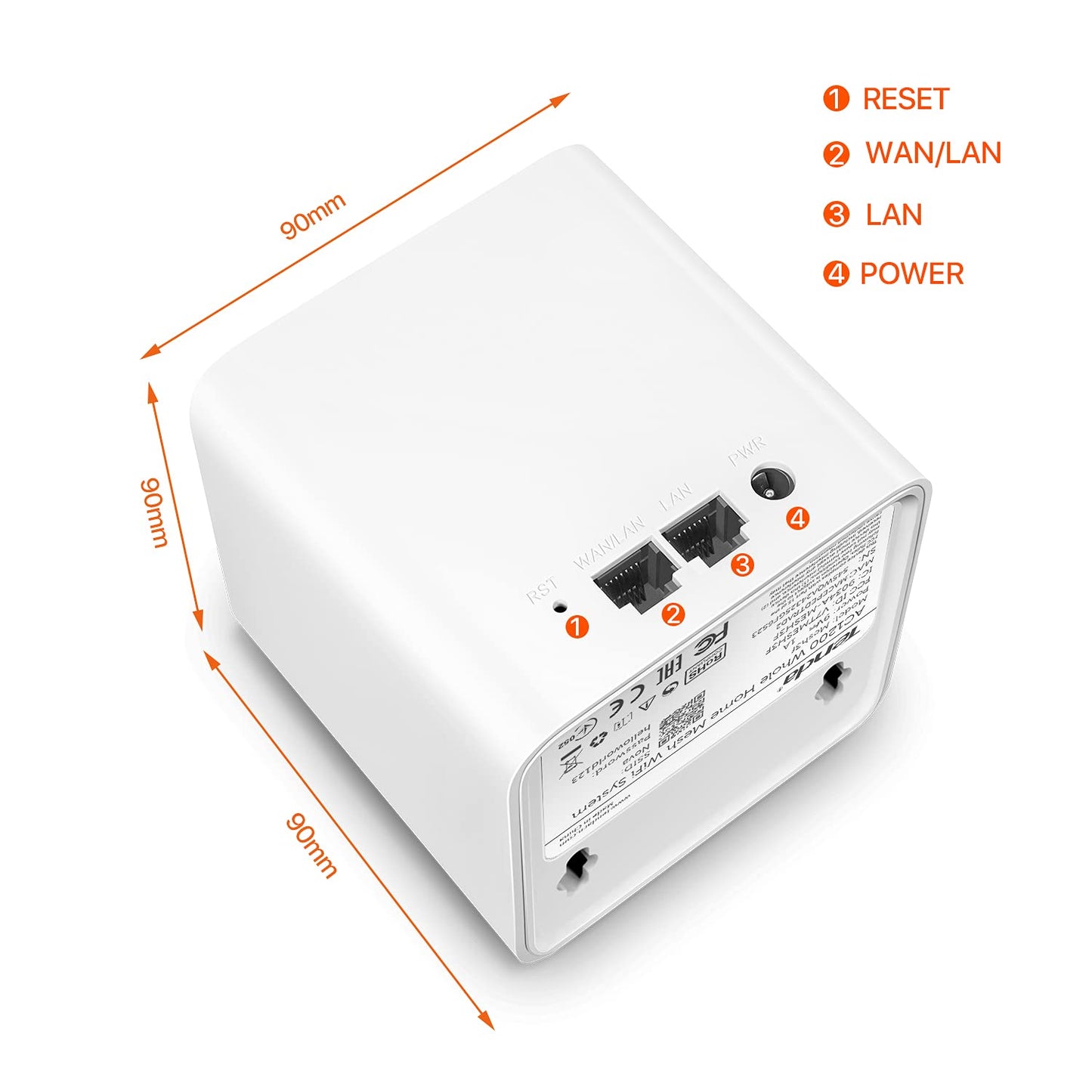 Tenda MW3 Whole Home Mesh WiFi System ,AC1200 Dual-Band, 3500 sq.ft Coverage, App Control for Seamless Home Internet (White, Set of 3)