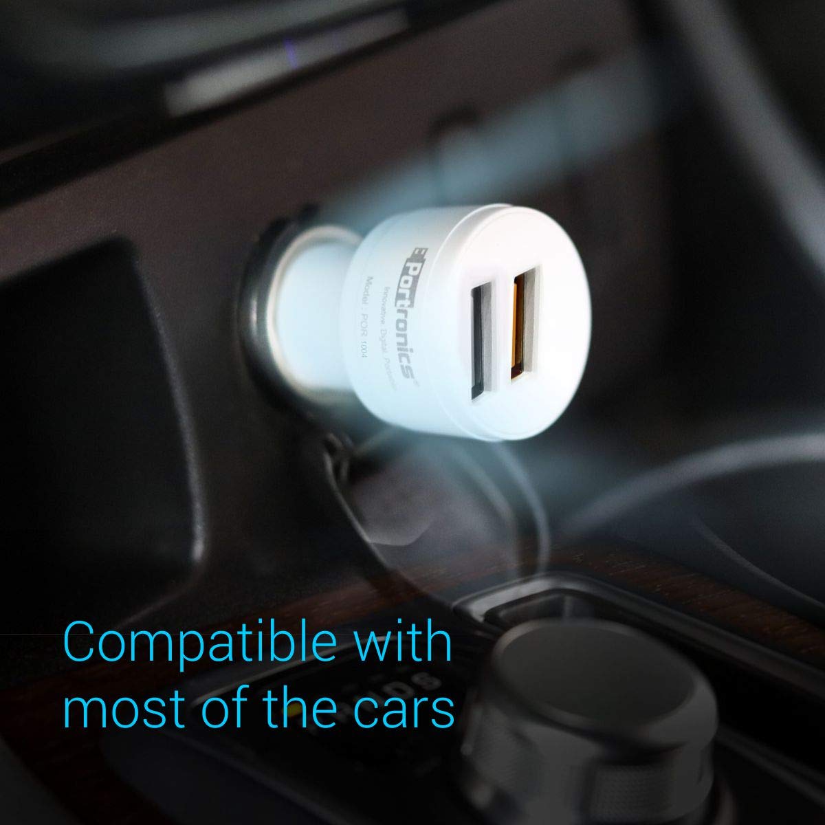 Portronics CarPower QC POR-1004 Dual Port Car Charger with Quick Charge 3.0 Port, a USB Port + Free 1M Micro USB Cable, White
