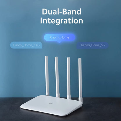 Xiaomi Mi 4A Dual_Band Ethernet 1200Mbps Speed Router| 2.4GHz & 5GHz Frequency|128MB RAM | DualCore 4 Thread CPU (White)