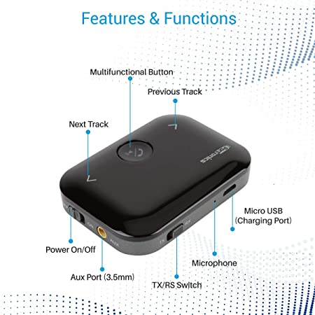 Portronics Auto 14 2-in-1 Bluetooth Transmitter & Receiver Adaptor