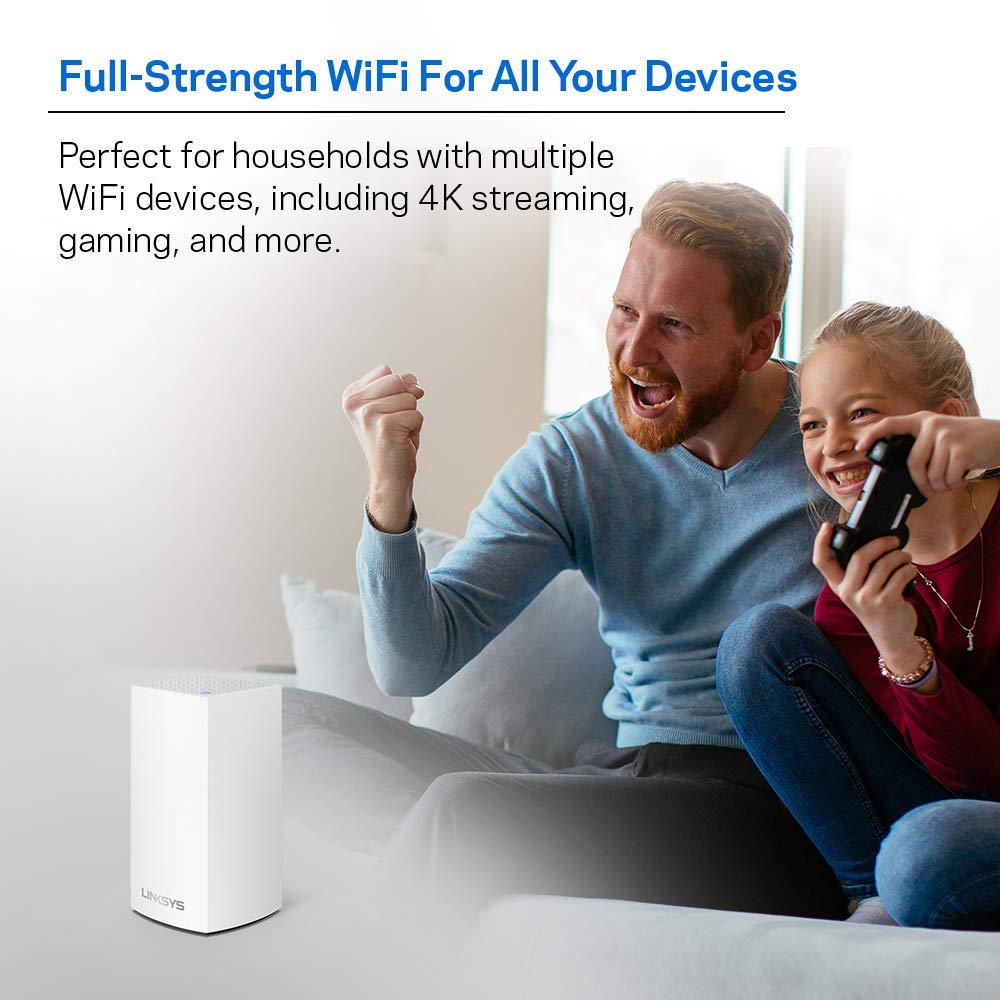 Linksys Velop WHW0101 Dualband AC1300 Mesh Wi-Fi 5 RouterU-MIMO, Speed up to 1.3 Gbps