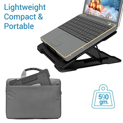 Portronics My Buddy Hexa III, a Portable Foldable Laptop Stand, Air Ventilated, 12 Angle Adjustment, for 30.48 to 45.72 cm (12 to 18 ) Inch Laptops (Black)