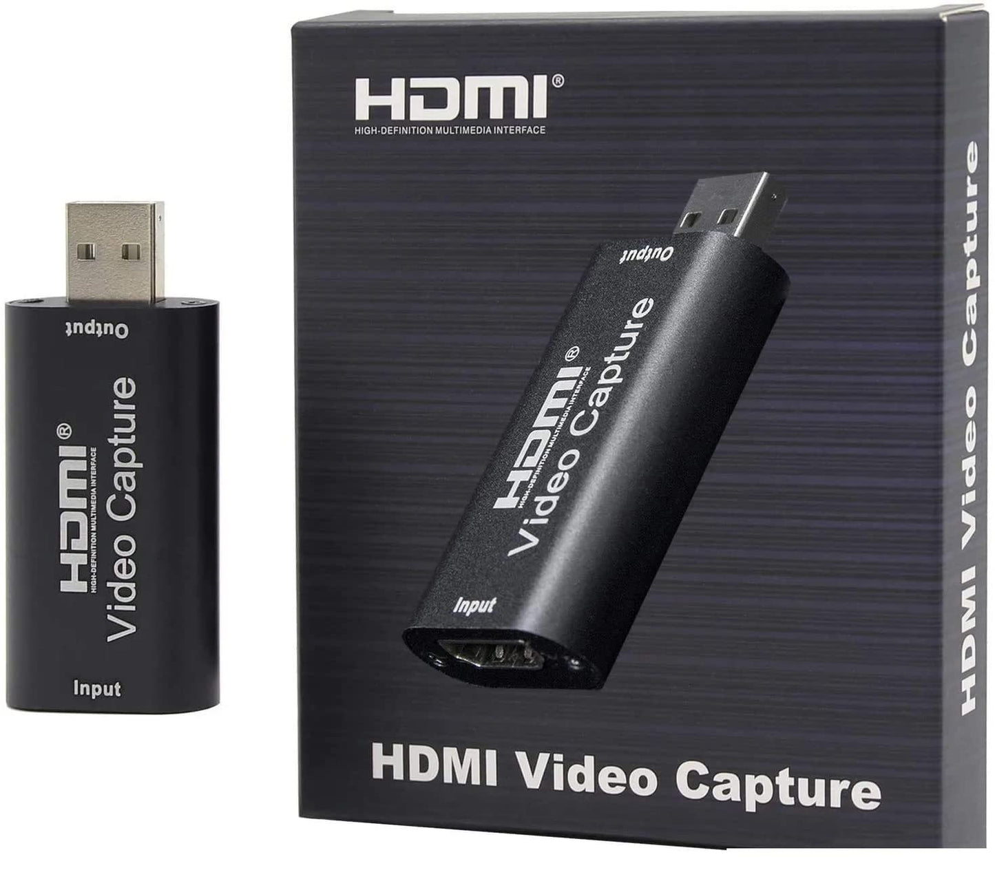 HDMI to USB 2.0 Video Capture Device - 1080P HD 30fps, Live Streaming, Gaming, Teaching, Video Conferencing (Black)