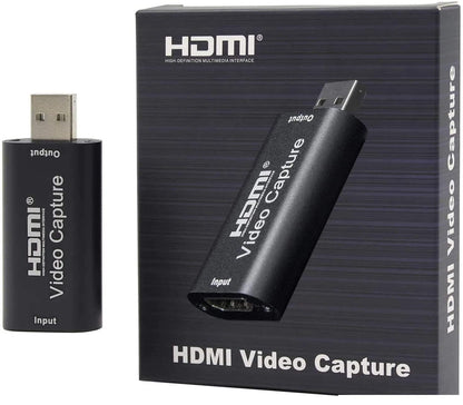 HDMI to USB 2.0 Video Capture Device - 1080P HD 30fps, Live Streaming, Gaming, Teaching, Video Conferencing (Black)
