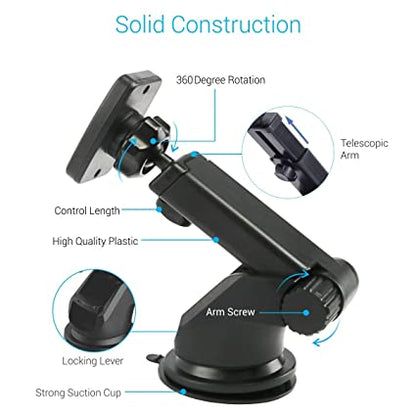 Portronics MoGun POR-1035 Universal Mobile Holder, Magnetic, 360 Degree Rotation, Car Dashboard or Windscreen, Any Smartphone, Black