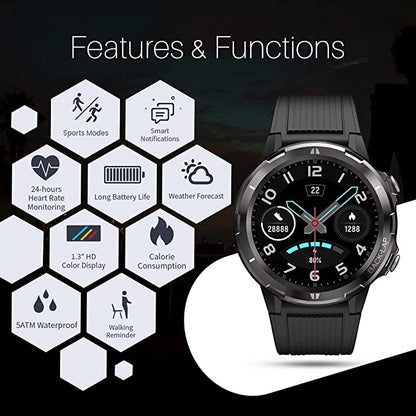 Portronics Kronos Alpha POR-1037 Smart Watch with Fitness Tracker,Heart Rate Monitor,Call & SMS Reminders,Waterproof(Black)