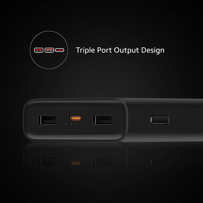 MI Power Bank Hypersonic 20000mAh 50W Lithium Polymer Supports Laptop Charging 50W Mobile Charging With Triple Output Port (Black)