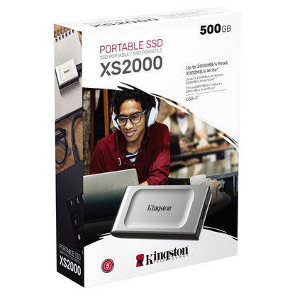 Kingston XS2000 500GB High-Performance Portable SSD - Pocket-Sized, Up to 2000MB/s Read/Write Speeds
