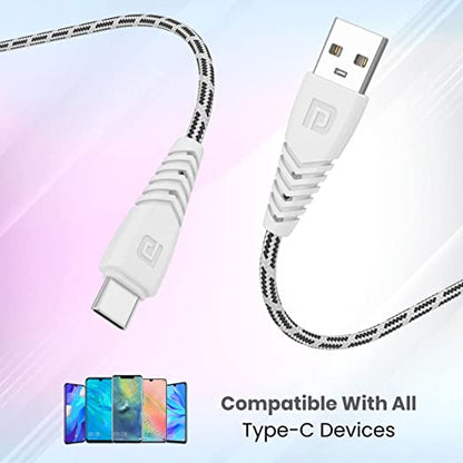 Portronics Konnect Spydr Micro USB Cable with 3.0A Output, 2M Length, Fast Data Sync, Nylon Braided, Tangle Resistance(White)