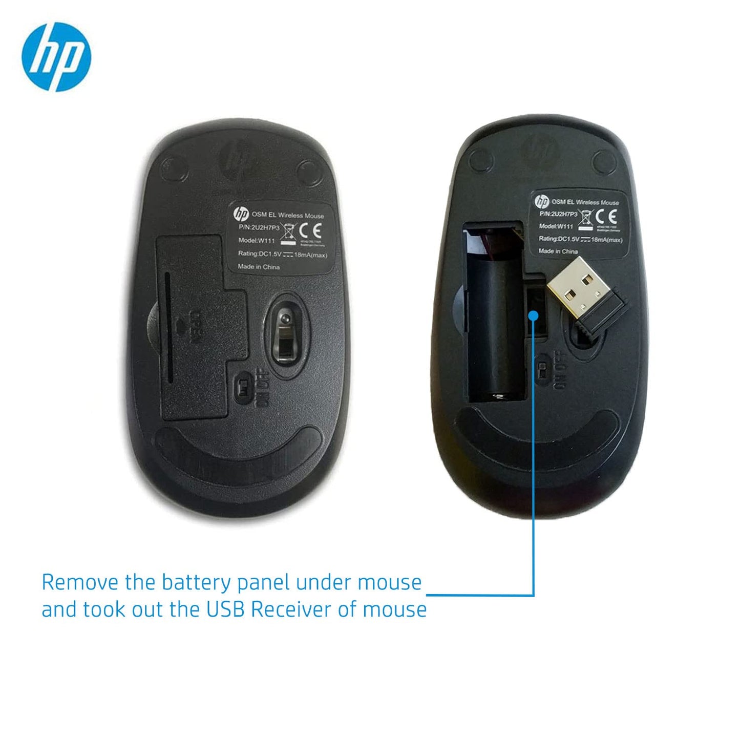 HP Wireless Ergonomically Designed Optical Mouse with 1200 DPI and 2.4GHz Connectivity (Black)
