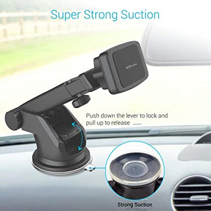 Portronics MoGun POR-1035 Universal Mobile Holder, Magnetic, 360 Degree Rotation, Car Dashboard or Windscreen, Any Smartphone, Black