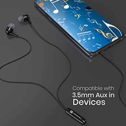 Portronics Conch 50 in-Ear Wired Earphone with Mic, 3.5mm Audio Jack (Black)