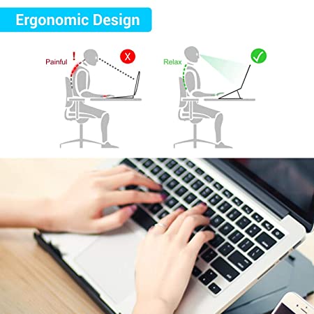 Portronics My Buddy Hexa III, a Portable Foldable Laptop Stand, Air Ventilated, 12 Angle Adjustment, for 30.48 to 45.72 cm (12 to 18 ) Inch Laptops (Black)