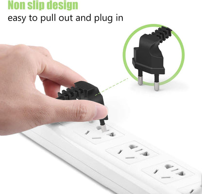 L-Shape Universal Replacement 2-pin AC Power Cord Cable Wire for LED TV, Play Station, Printer, Laptop PC Notebook Computer, Tape Recorder, Camera 2Meter (Black)