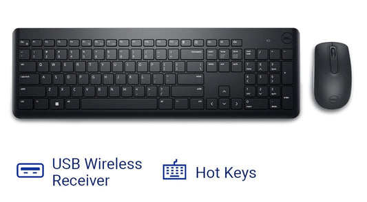 Dell KM3322W Wireless Keyboard and Mouse Combo Anti-Fade Keys, Spill-Resistant, 36-Month Battery LifeBlack