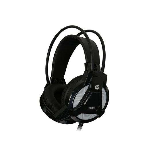 HP H100 Wired Over Ear Gaming Headphones with 3.5 mm Audio Output with Mic (Black)