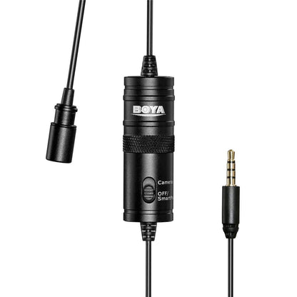 Boya ByM1 Auxiliary Omnidirectional Lavalier Condenser Microphone with 20ft Audio Cable (Black)